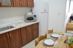 Microwave and more in the aprtment kitchen